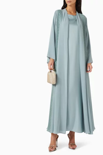3-piece Bead-embellished Abaya Set
