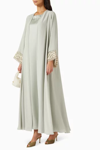 3-piece Bead-embellished Abaya Set
