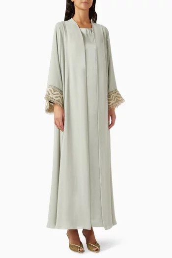 3-piece Bead-embellished Abaya Set