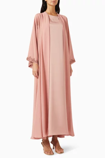 3-piece Bead-embellished Abaya Set