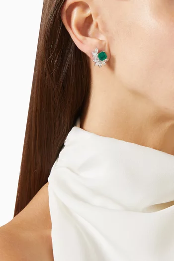 Celestia Stud Earrings in Rhodium-plated Metal