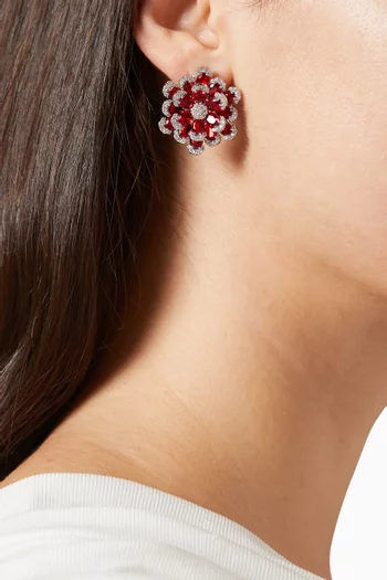 أقراط بيوني معدن مطلي روديوم