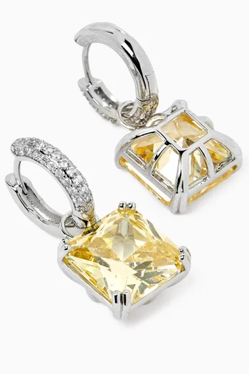 Valery Drop Huggie Earrings in Rhodium-plated Metal