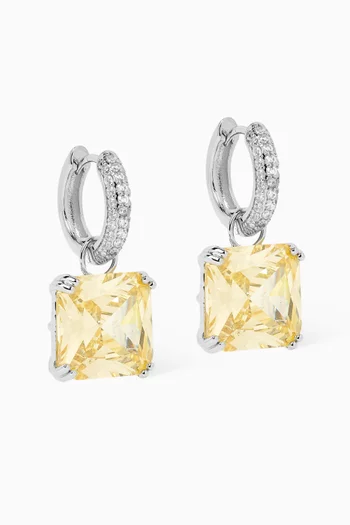 Valery Drop Huggie Earrings in Rhodium-plated Metal