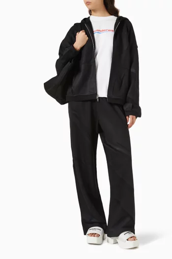 تي شيرت بقصة مربعة وطبعة شعار الماركة قطن