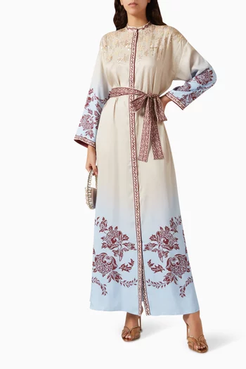 Zetta Belted Maxi Dress in Satin-twill