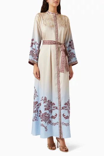 Zetta Belted Maxi Dress in Satin-twill