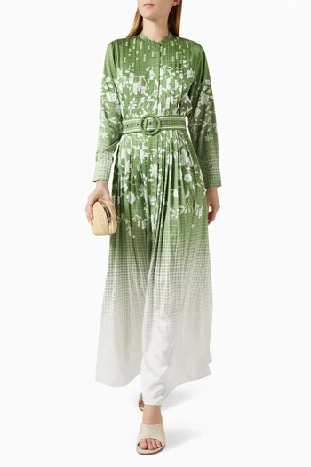 Hanami Belted Maxi Dress in Satin-twill