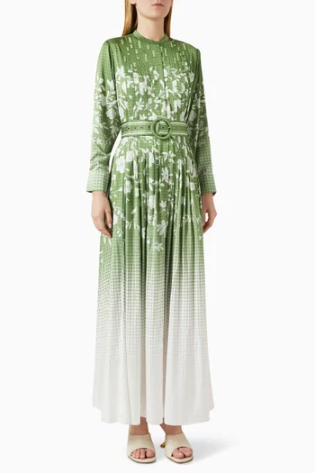 Hanami Belted Maxi Dress in Satin-twill