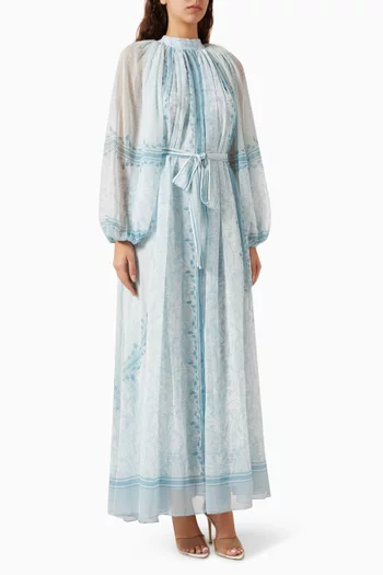 Maravine Belted Maxi Dress in Chiffon