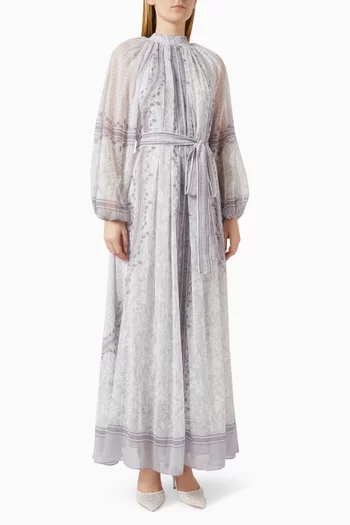 Maravine Belted Maxi Dress in Chiffon