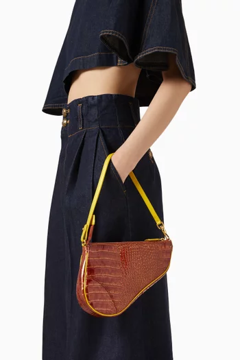 Trotter Saddle Bag in Mock Croc Leather