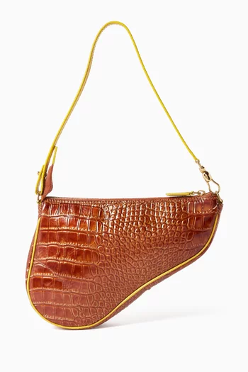 Trotter Saddle Bag in Mock Croc Leather