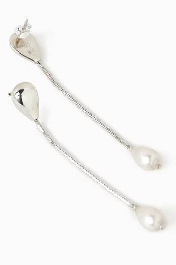 Remier Pearl Drop Earrings in Sterling Silver