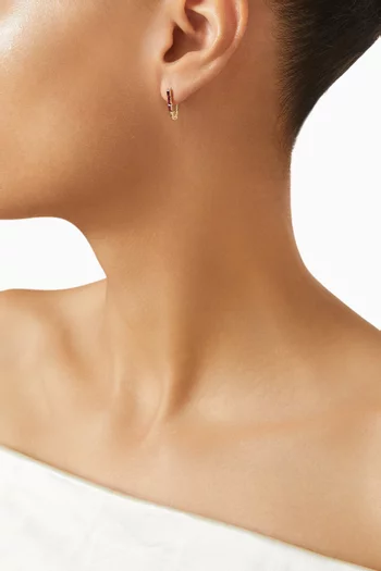 Mini Ruby Baguette Single Safety Pin Earring in 14kt Gold