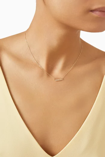 Mini Baguette Safety Pin Necklace in 14kt Gold