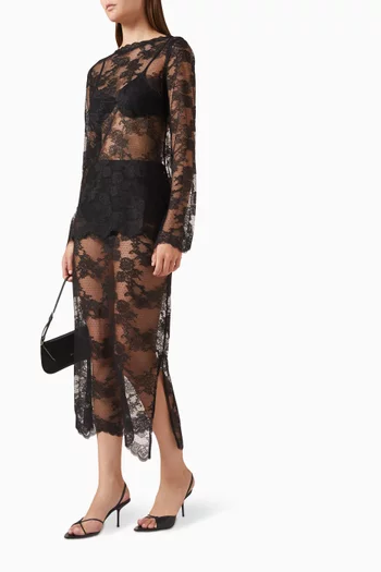 Alice Sheer Midi Skirt in Lace