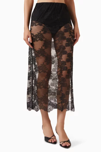 Alice Sheer Midi Skirt in Lace