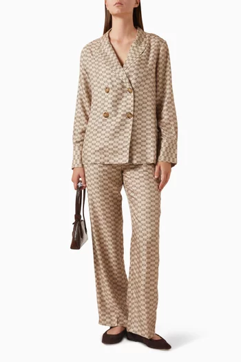 Monogram Double-breasted Shirt in Silk-blend