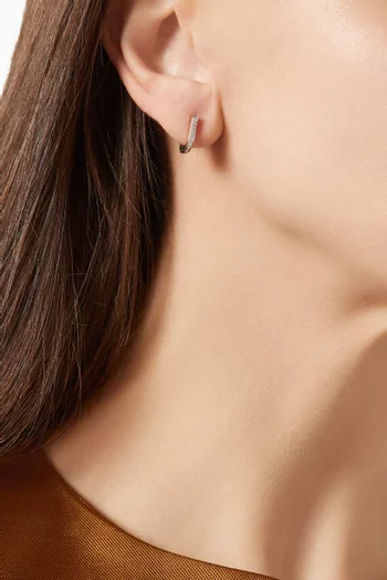 Pave Edged Square Hoop Earrings in 14kt Gold Vermeil