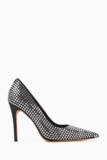 حذاء كلاسيك اليس مرصع بالكريستال بكعب 100 مم ستان