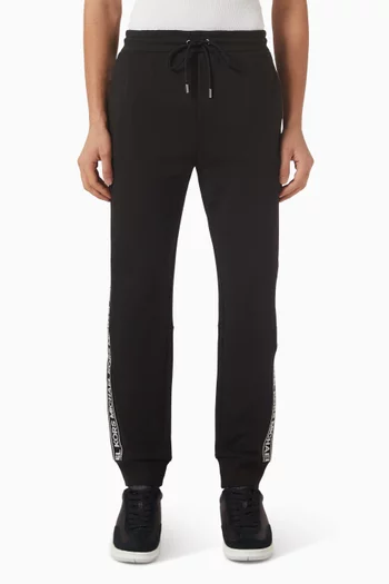 بنطال رياضي بشريط شعار الماركة مزيج قطن