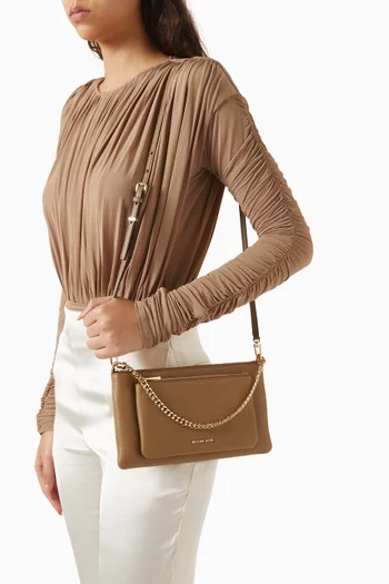 حقيبة كروس جيت ست متوسطة بحمالة قابلة للتعديل جلد حبيبي