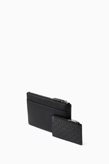 Hudson Logo Pouch Set in Pebbled Leather