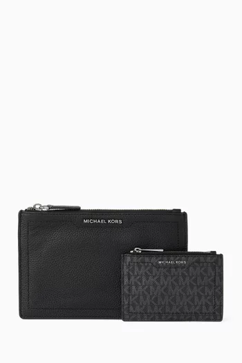 Hudson Logo Pouch Set in Pebbled Leather
