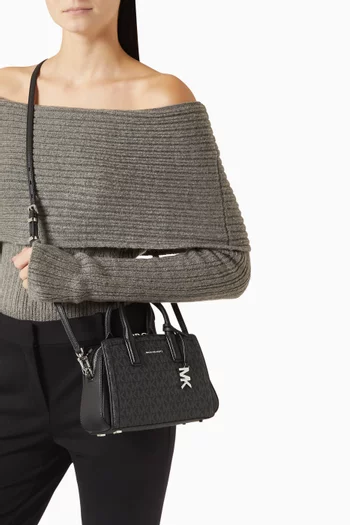 Small Laila Tote Bag in Signature Logo Canvas