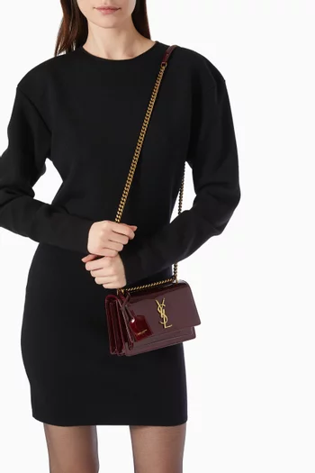 حقيبة كتف سن سيت صغيرة جلد لامع