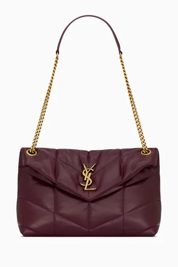 حقيبة كتف صغيرة بتصميم منفوخ جلد لامع