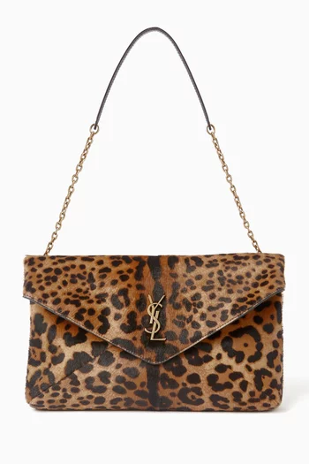 Large Cassandre Leopard-print Chain Pouch in Pony Hair