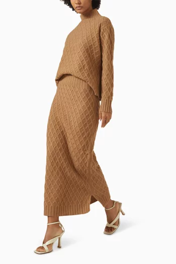 Po Cable-knit Skirt in Camel Wool