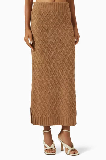 Po Cable-knit Skirt in Camel Wool