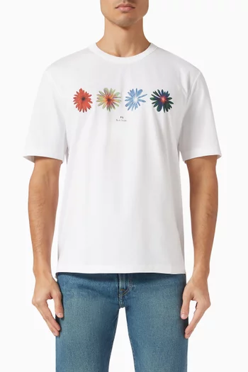 Flower Casual Fit T-shirt in Cotton