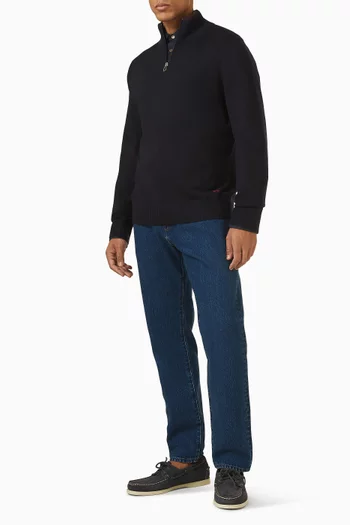 Zip-neck Knit Sweater in Merino Wool