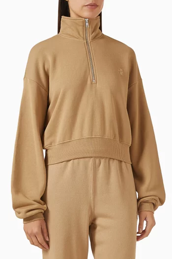 Cropped Half-Zip Sweatshirt in French Terry