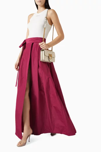Belted Maxi Skirt in Taffeta