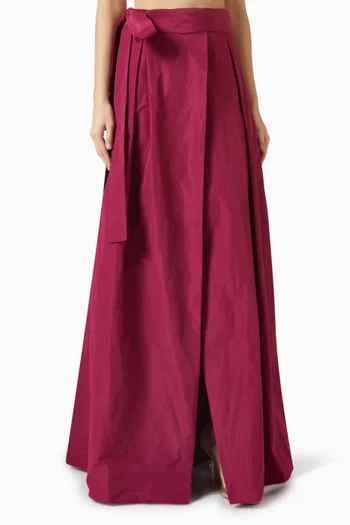 Belted Maxi Skirt in Taffeta