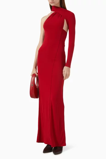 One-shoulder Maxi Dress in Crepe Jersey