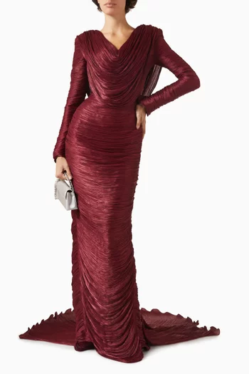 Ruched Cowl-neck Dress