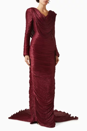 Ruched Cowl-neck Dress
