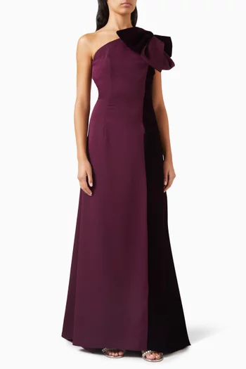 Eliza One-shoulder Gown in Silk & Velvet