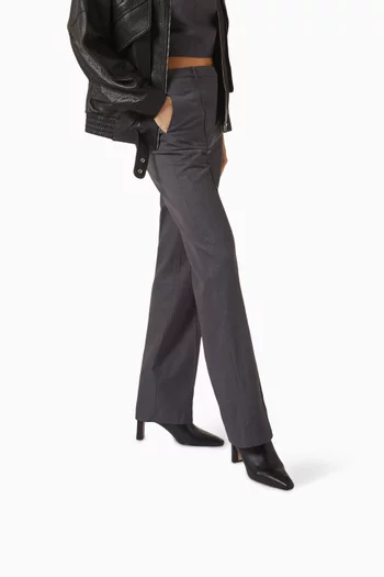 حذاء بوت سيج بطول الكاحل بكعب 70 مم جلد