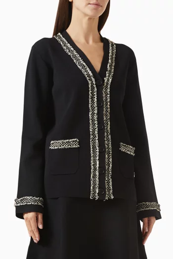 Bouclé-trim Cardigan in Knit