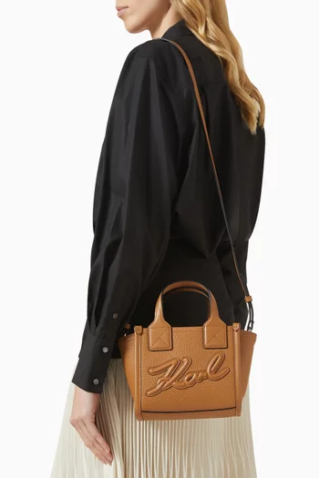 Small K/Skuare Tote Bag in Grained Leather