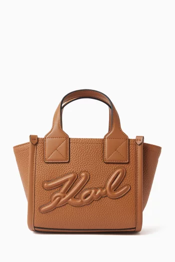 Small K/Skuare Tote Bag in Grained Leather
