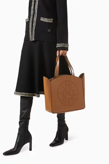 Medium K/Circle Tote Bag in Leather