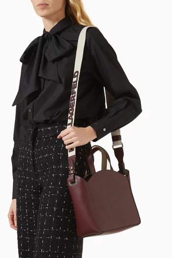 Small K/Circle Perforated Tote Bag in Leather